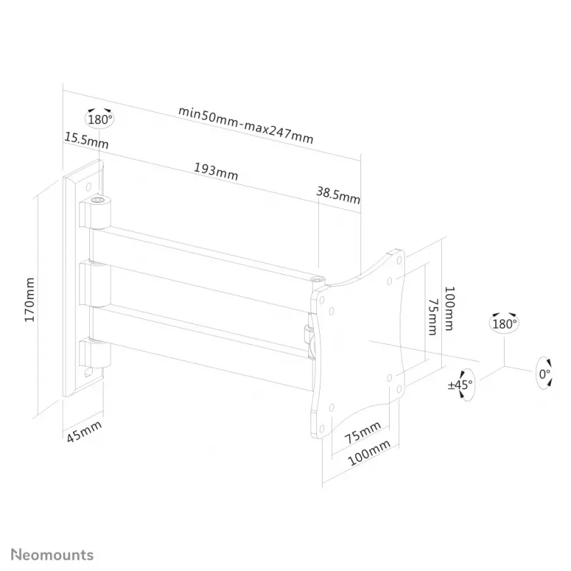 Neomounts FPMA-W820 βάση τοίχου οθόνης/TV 10-27 ίντσες - Πλήρως κινητή
