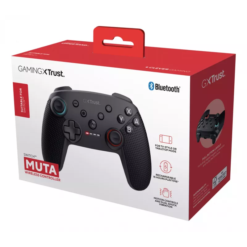 Trust GXT 1246 MUTA μαύρο Bluetooth Gamepad Analog / Digital Nintendo Switch, Nintendo Switch Lite, Nintendo Switch OLED