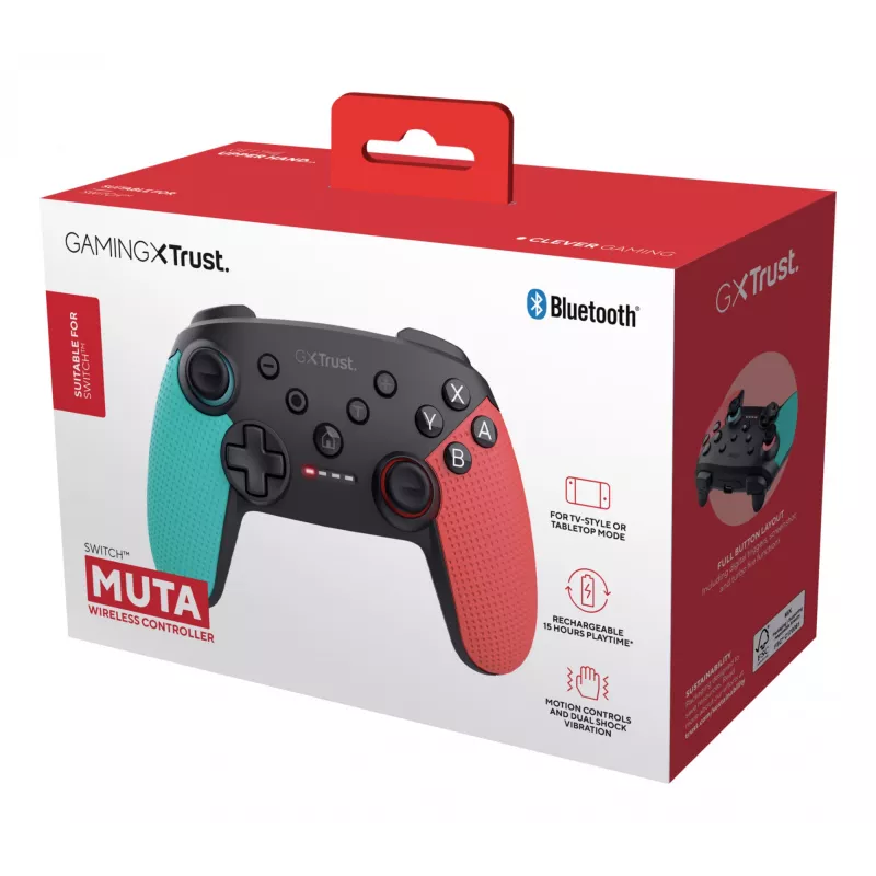 Trust GXT 1246B Muta ασύρματο gamepad Bluetooth για Nintendo Switch, μπλε/κόκκινο