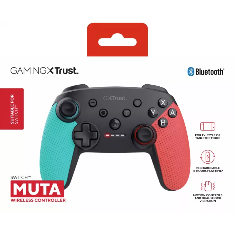Trust GXT 1246B Muta ασύρματο gamepad Bluetooth για Nintendo Switch, μπλε/κόκκινο