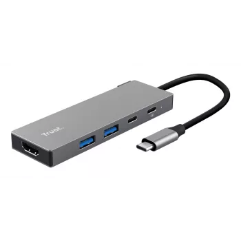 USB Type-C-Hub TRUST 26062 — HDMI + USB 3.2 Gen 1 Type-A & Type-C, γκρι, 5 θύρες