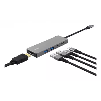 USB Type-C-Hub TRUST 26062 — HDMI + USB 3.2 Gen 1 Type-A & Type-C, γκρι, 5 θύρες