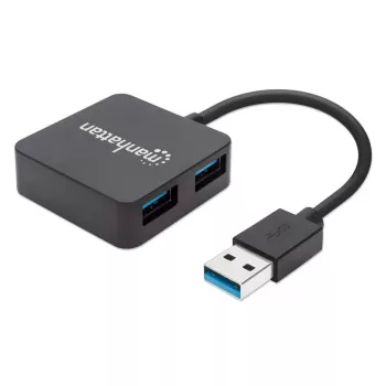 Manhattan USB-A 4-Port Hub, 4x θύρες USB-A, 5 Gbps (USB 3.2 Gen1 aka USB 3.0), τροφοδοσία USB (δεν απαιτείται εξωτερικό τροφοδοτικό). Γρήγορη φόρτιση: 1 θύρα έως 0,9 A; φόρτιση σε 4 θύρες απαιτεί εξωτερικό τροφοδοτικό (δεν περιλαμβάνεται), συμμορφώνεται με ST4300MINU3B