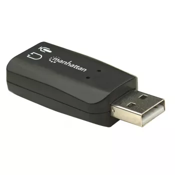 Manhattan USB-A Sound Adapter, USB-A σε 3,5 mm είσοδο μικροφώνου και έξοδο ήχου, 480 Mbit/s (USB 2.0), υποστηρίζει 3D και εικονικό 5.1 Surround Sound, Hi-Speed USB, μαύρο, τρία χρόνια εγγύηση