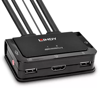 Lindy 2 Port HDMI 4K30, USB 2.0 και Audio καλώδιο KVM Switch, 1920 x 1080 Pixel, μαύρο