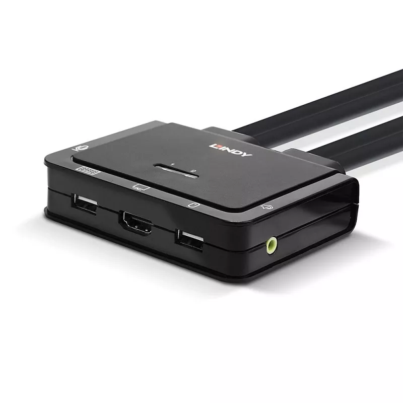 Lindy 2 Port HDMI 4K30, USB 2.0 και Audio καλώδιο KVM Switch, 1920 x 1080 Pixel, μαύρο
