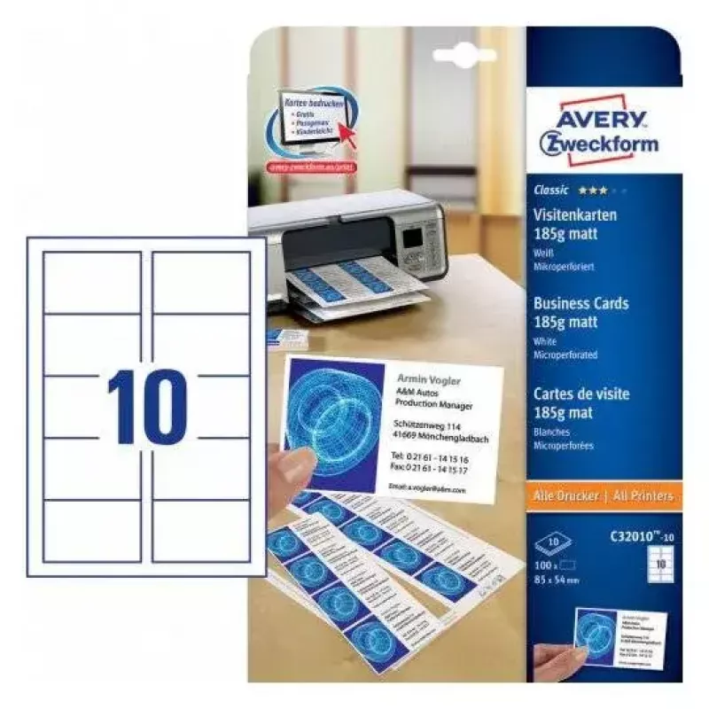 Επαγγελματικές κάρτες Avery C32010-10