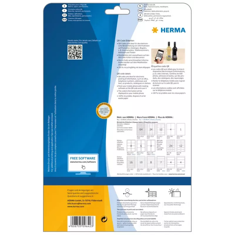 Ετικέτες QR-Code HERMA 9642 A4 40x40 mm τετράγωνες λευκό χαρτί