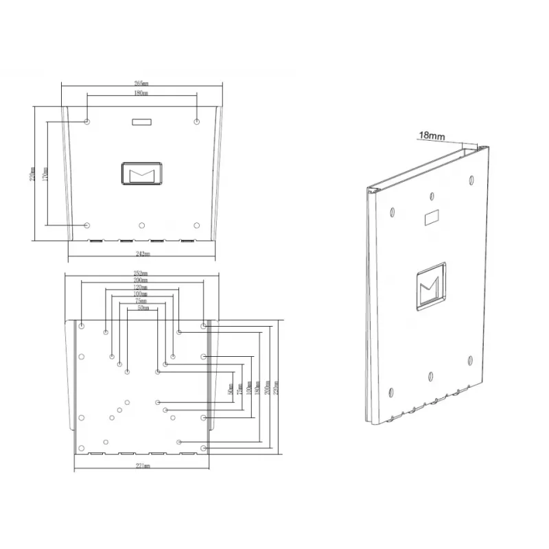 Multibrackets M VESA βάση τοίχου III μαύρο 75 100 200x100 200x200 30 kg