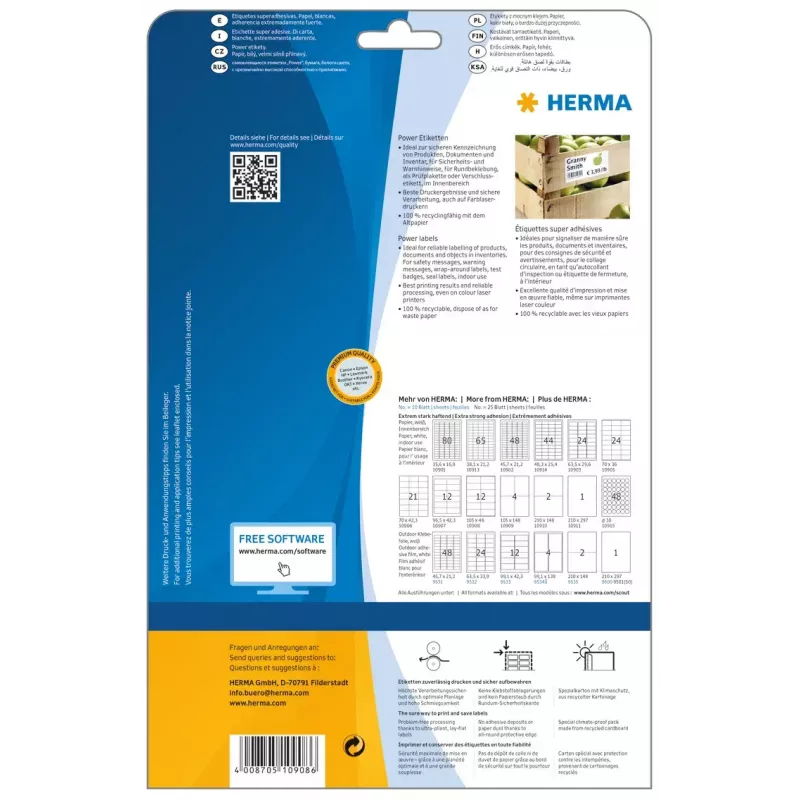 Αυτοκόλλητη ετικέτα εκτυπωτή HERMA 10908