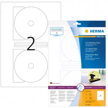 Αυτοκόλλητη ετικέτα εκτυπωτή HERMA ετικέτες CD Maxi A4 Ø 116 mm