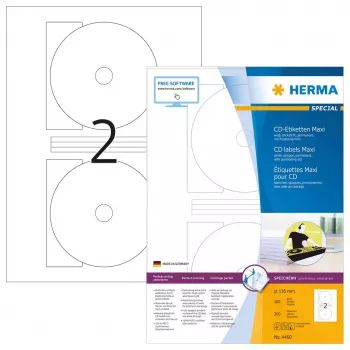 Αυτοκόλλητες ετικέτες εκτυπωτή HERMA ετικέτες CD Maxi A4 Ø 116 mm
