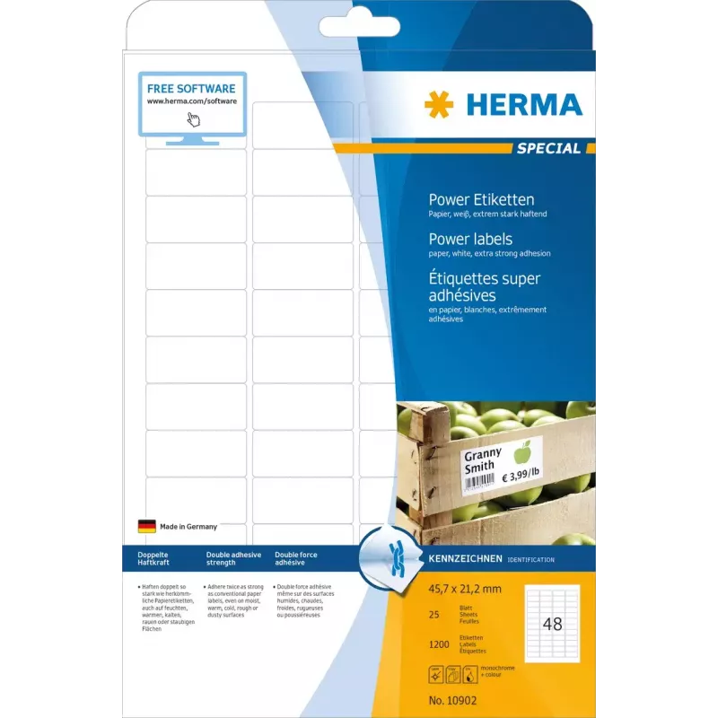 Αυτοκόλλητες ετικέτες εκτυπωτή HERMA Labels A4 45,7 x 21,2 mm