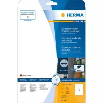 Αυτοκόλλητη ετικέτα HERMA 4577 Επανατοποθετούμενη λευκή