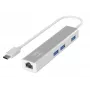 LevelOne Gigabit προσαρμογέας δικτύου USB-C με USB Hub, ενσύρματος, USB Type-C, Ethernet, 1000 Mbit/s, ασημί