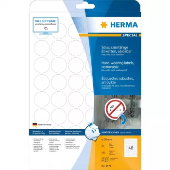 Αυτοκόλλητες ετικέτες HERMA 4571 επανατοποθετούμενες λευκό 960 τεμ.
