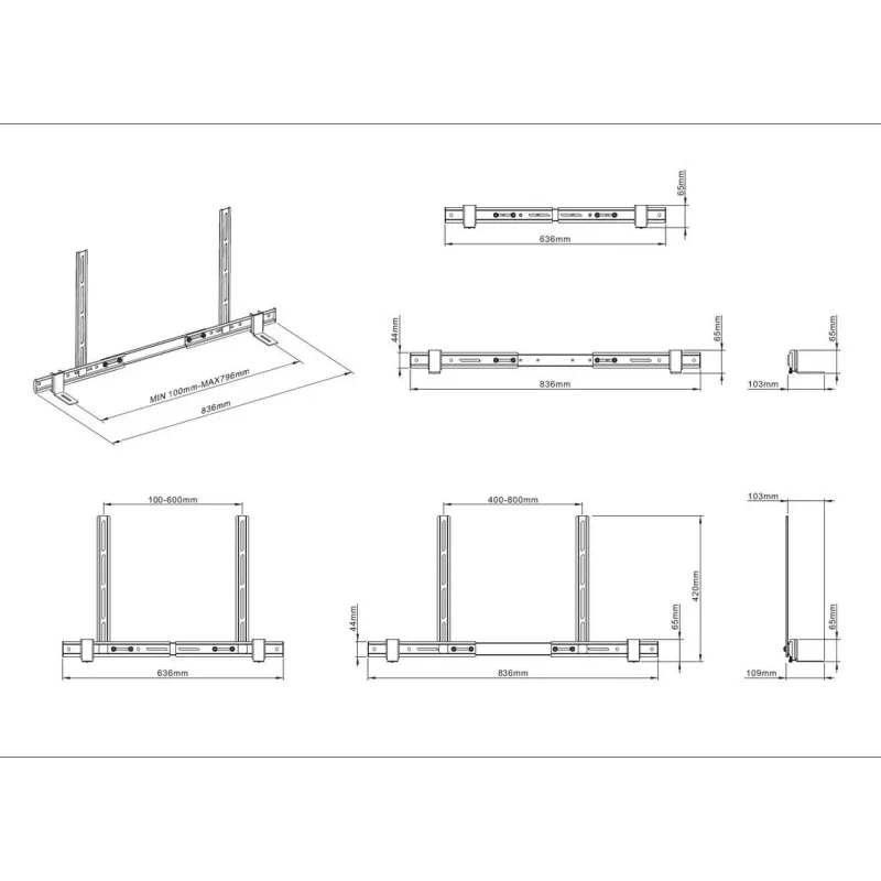 Multibrackets M Universal βάση ηχόμπαρας 55 inch-110 inch μαύρο 10 kg