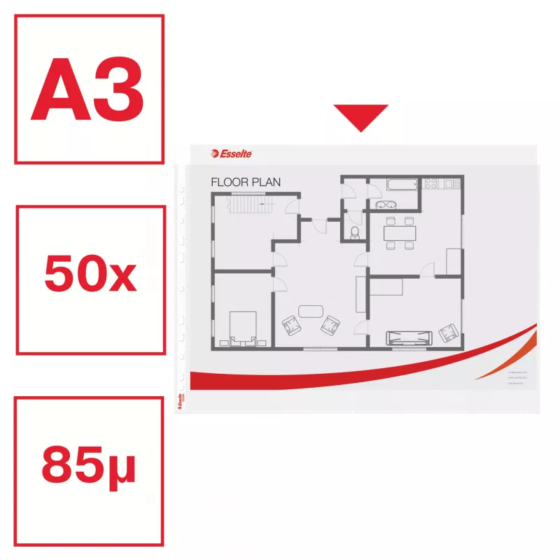 Esselte Quality Pocket A3 Οριζόντιο, 30 % ανακυκλωμένο πλαστικό από Pre-Consumer υλικό