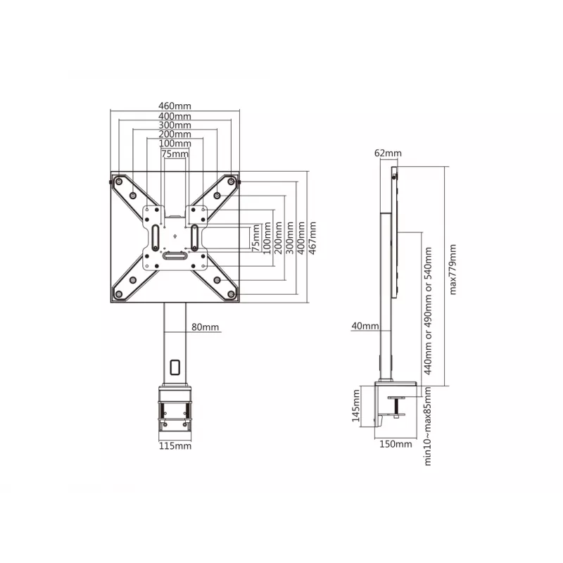 Βάση γραφείου Multibrackets M Deskmount XL μαύρο