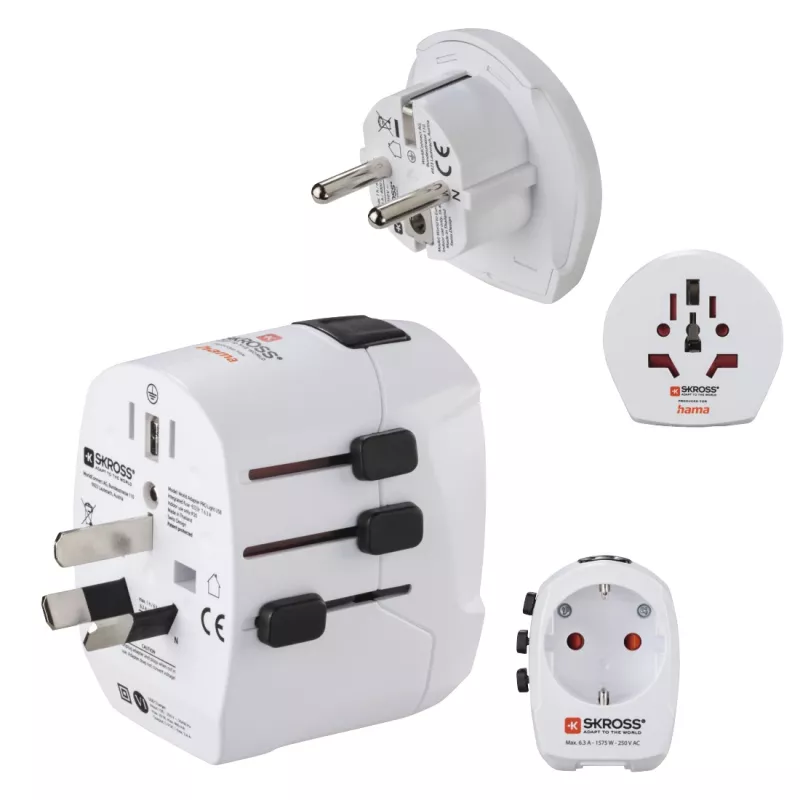Hama World Travel Pro Light USB Τροφοδοτικό Universal Λευκό