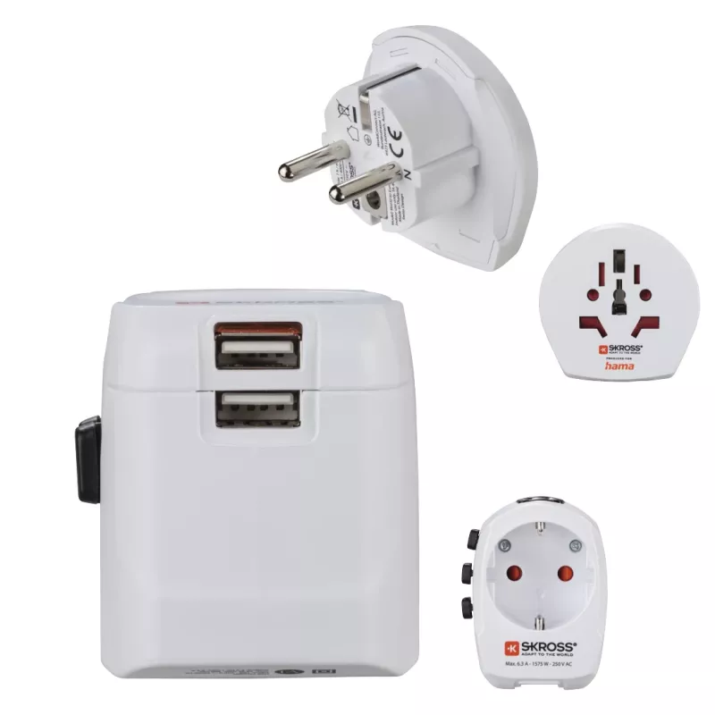 Hama World Travel Pro Light USB Τροφοδοτικό Universal Λευκό