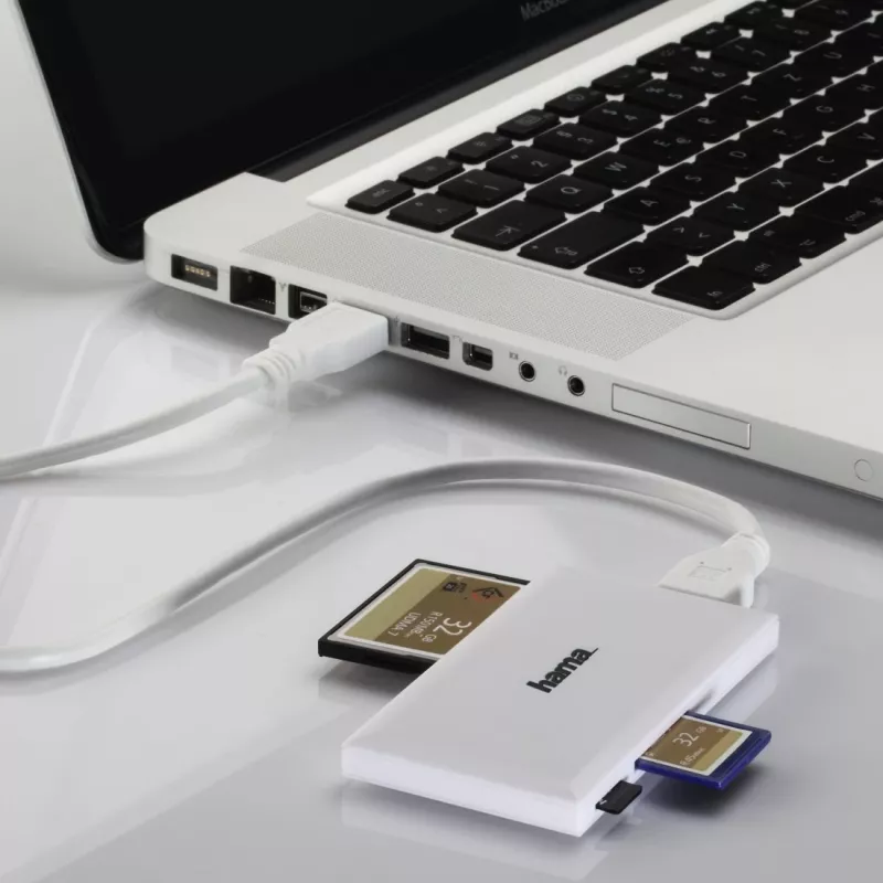 Hama Αναγνώστης πολλαπλών καρτών USB 3.0, SD/microSD/CF/MS, λευκό
