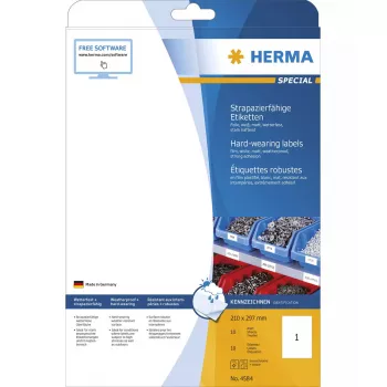 Αυτοκόλλητη ετικέτα HERMA A4 στρογγυλεμένο ορθογώνιο λευκό 10 τεμ.