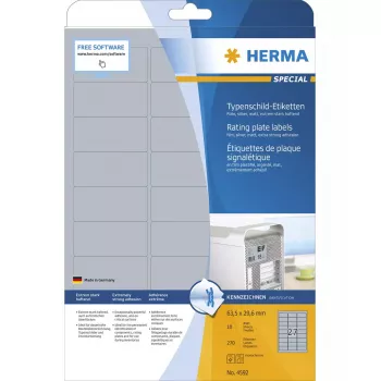 Αυτοκόλλητη ετικέτα HERMA 4592 στρογγυλεμένο ορθογώνιο Ασημί