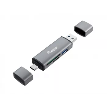 Equip Αναγνώστης καρτών με USB 3.0 Hub, OTG, MicroSD (TransFlash), MicroSDHC, SD, SDHC, Γκρι, CE & RoHS, USB 3.2 Gen 1 (3.1 Gen 1) Type-A/Type-C, 202 mm, 12 mm