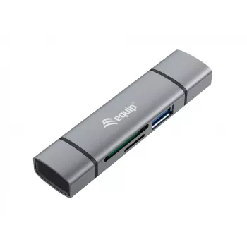 Equip Αναγνώστης καρτών με USB 3.0 Hub, OTG, MicroSD (TransFlash), MicroSDHC, SD, SDHC, Γκρι, CE & RoHS, USB 3.2 Gen 1 (3.1 Gen 1) Type-A/Type-C, 202 mm, 12 mm