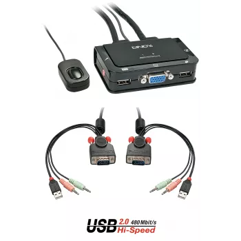 Lindy 2 Θυρών VGA, USB 2.0 & Audio Καλώδιο KVM Switch