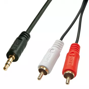 Lindy 5m Premium καλώδιο Phono σε 3,5 mm, 2 x RCA, βύσμα αρσενικό, 3,5 mm, βύσμα αρσενικό, 5 m, μαύρο