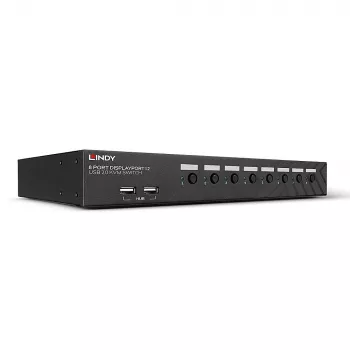 Lindy 8 Port DisplayPort 1.2, USB 2.0 και Audio KVM Switch, 3840 x 2160 Pixel, 4K Ultra HD, τοποθέτηση σε rack, 1U, μαύρο