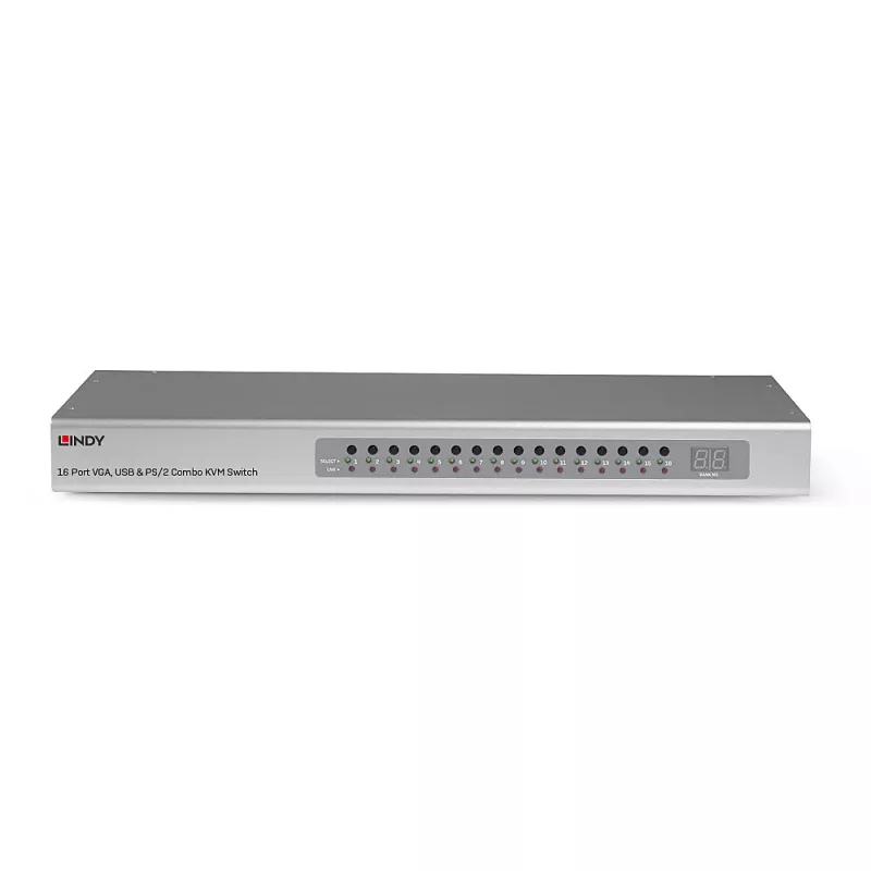 Lindy 16 Θυρών VGA και USB Combo KVM Switch, Τοποθέτηση σε rack, Ασημί