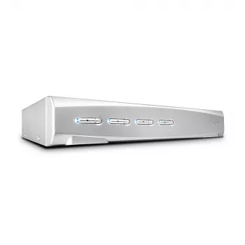 Lindy 4 Port DVI-I Single Link KVM Switch Pro, 2048 x 1536 Pixel, Full HD+, Ασημί