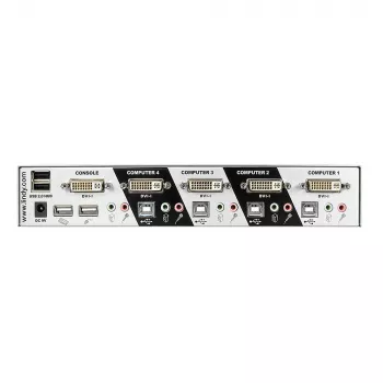 Lindy 4 Port DVI-I Single Link KVM Switch Pro, 2048 x 1536 Pixel, Full HD+, Ασημί