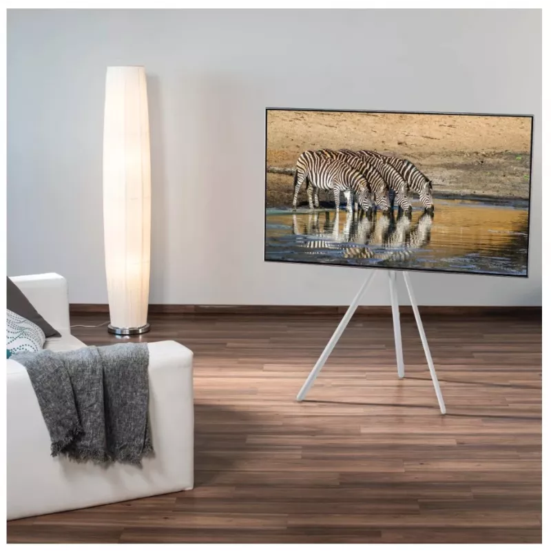 Hama 00220871 ελεύθερη βάση τηλεόρασης τύπου καβαλέτου, ρυθμιζόμενου ύψους, έως 75 ίντσες (191 cm), έως 40 kg, λευκή