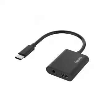 Hama 00200319 2in1 προσαρμογέας USB-C σε 3,5 mm για ακουστικά/φόρτιση, μαύρο