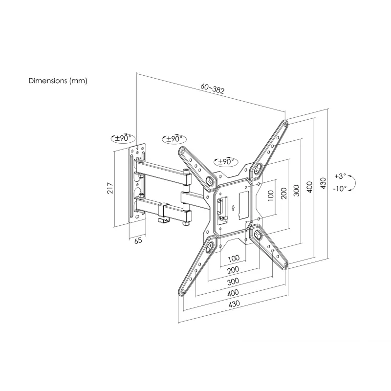 Βάση τηλεόρασης τοίχου Equip 23 inch–55 inch πλήρως κινητή
