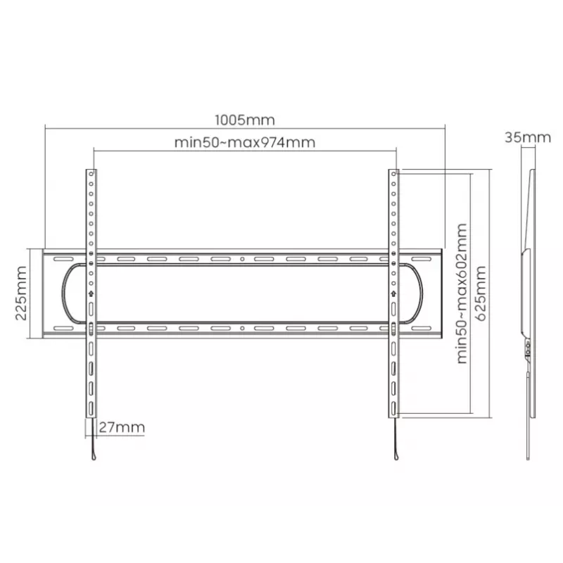 Βάση τηλεόρασης τοίχου Equip 60 inch–120 inch σταθερή υψηλής αντοχής