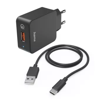 Hama 00201625 φορητός φορτιστής για κινητό, smartphone, tablet μαύρο εσωτερικού χώρου AC γρήγορη φόρτιση