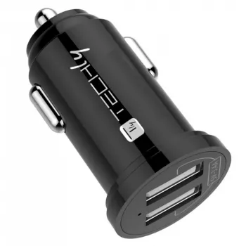 Techly μίνι φορτιστής αυτοκινήτου 2 θύρες USB-A 12W / 2.4A μαύρο