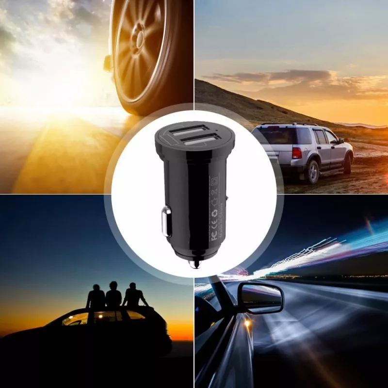 Techly μίνι φορτιστής αυτοκινήτου 2 θύρες USB-A 12W / 2.4A μαύρο