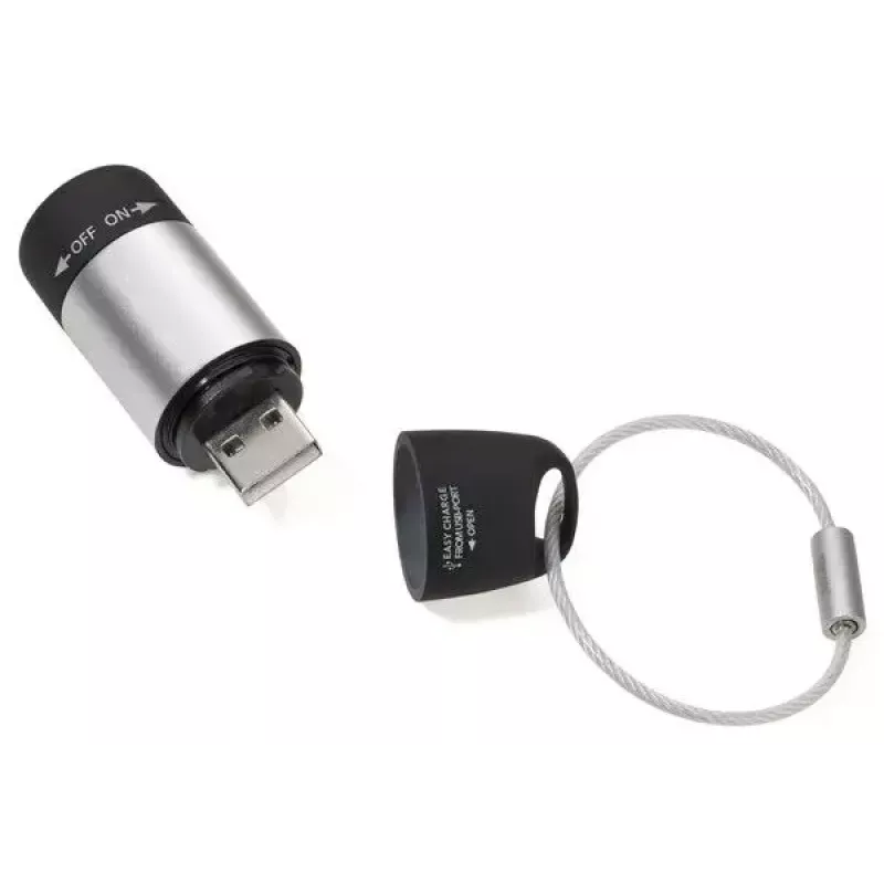 TROIKA ECO CHARGE Φακός μπρελόκ Μαύρο Γκρι LED USB