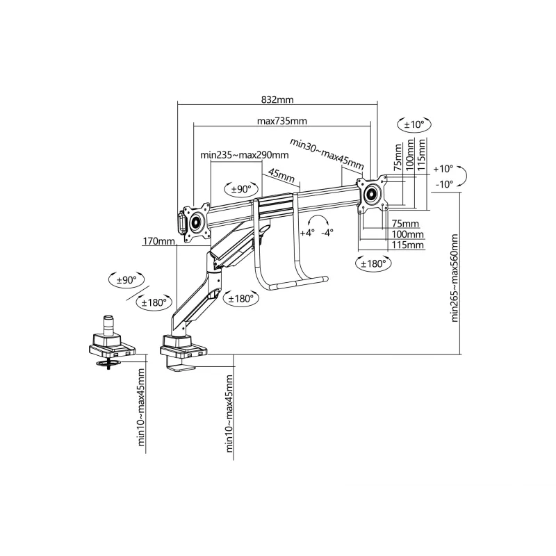 Equip Βάση γραφείου διπλής οθόνης 17 inch-32 inch