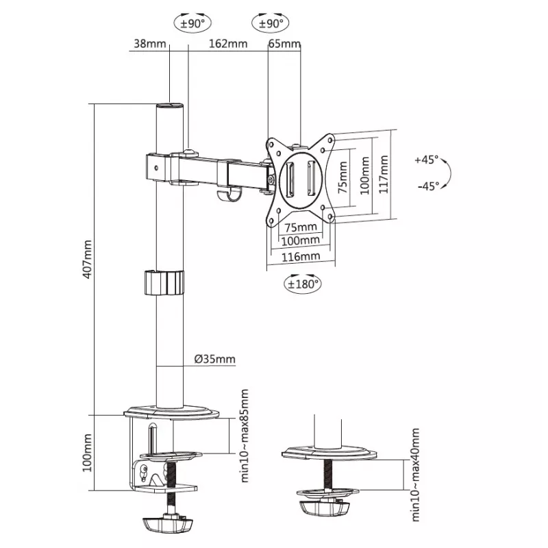 Equip Βάση γραφείου οθόνης με αρθρώσεις 17 inch-32 inch, Λευκό