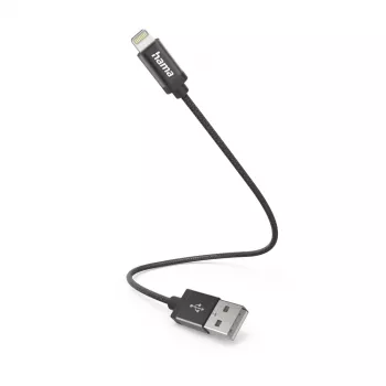 Hama Καλώδιο φόρτισης, USB-A - Lightning, 0,2 m, Nylon, μαύρο