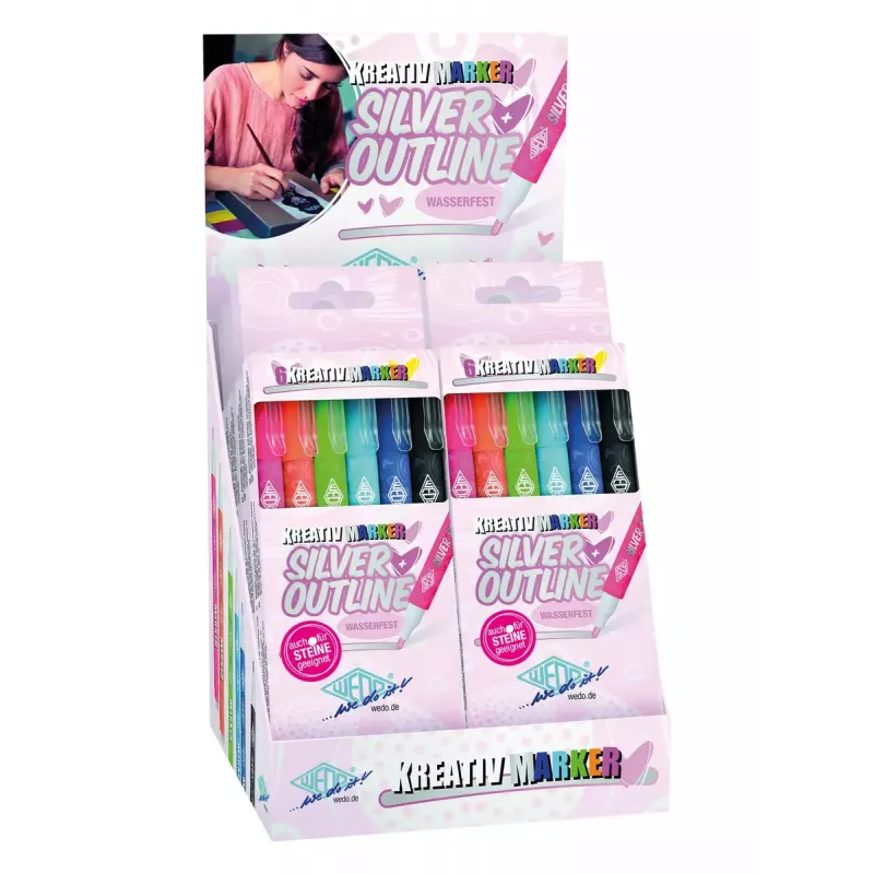 Wedo Silver Outline Marker 6 τεμ. πορτοκαλί