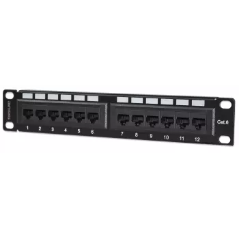 Intellinet Patch Panel, Cat6, 10 ίντσες, UTP, 1U, 12-Port, Μαύρο