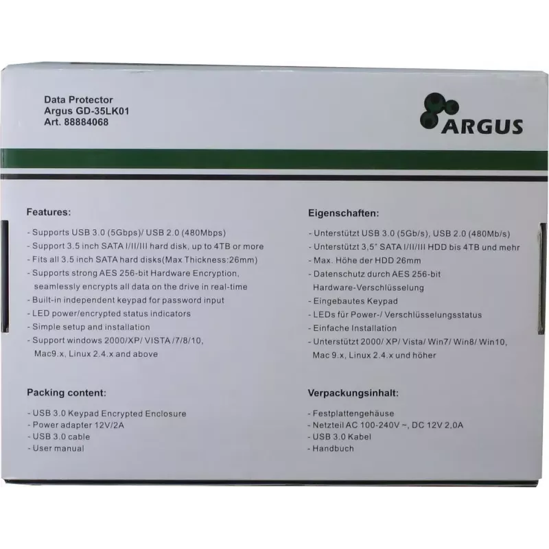 Θήκη HDD Inter-Tech Argus GD-35LK01 Μαύρο 3,5 ίντσες